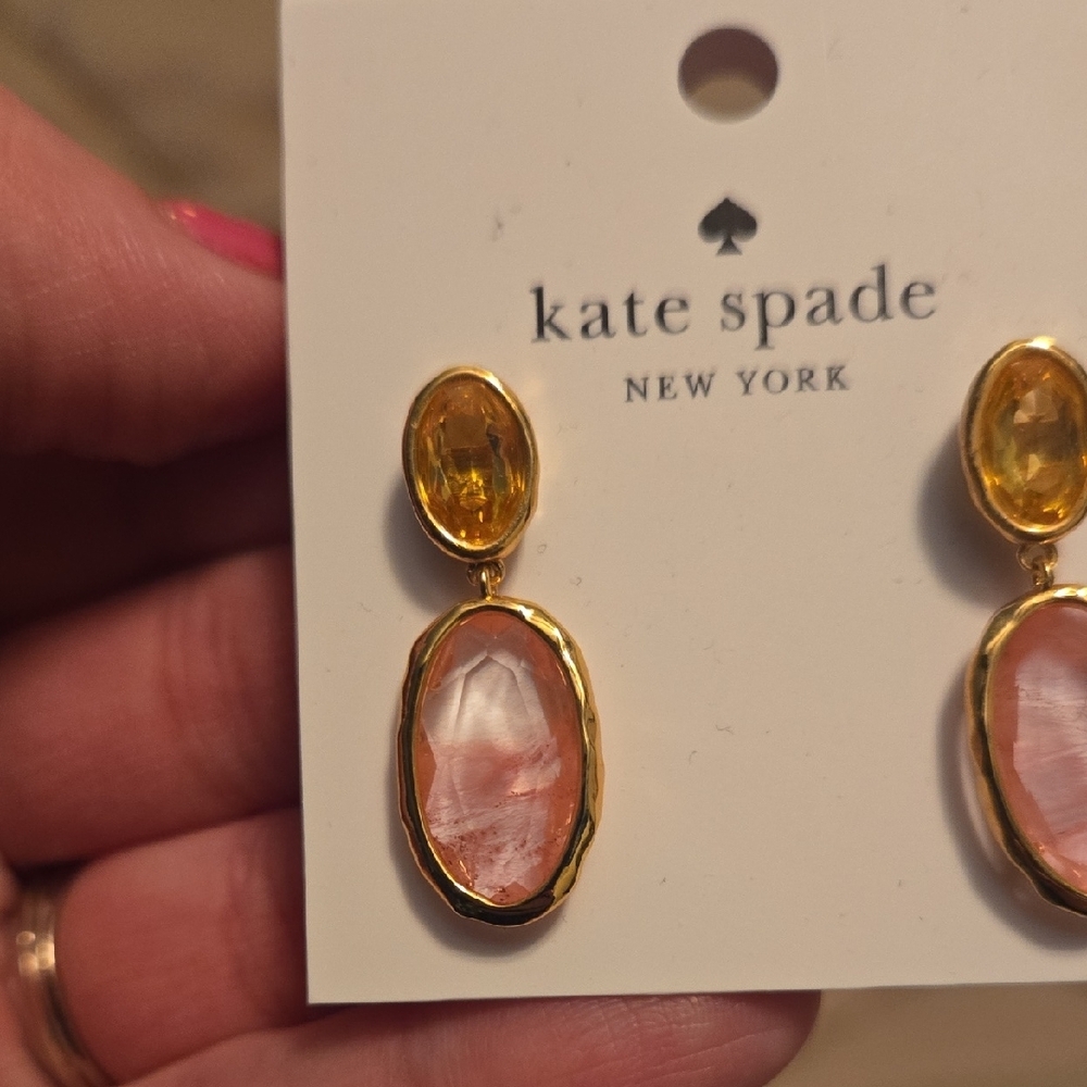 kate spade gold and pink drop earrings - Picture 3 of 3